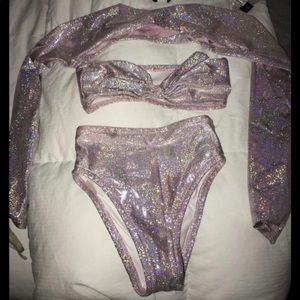 Pink sparkly rave outfit